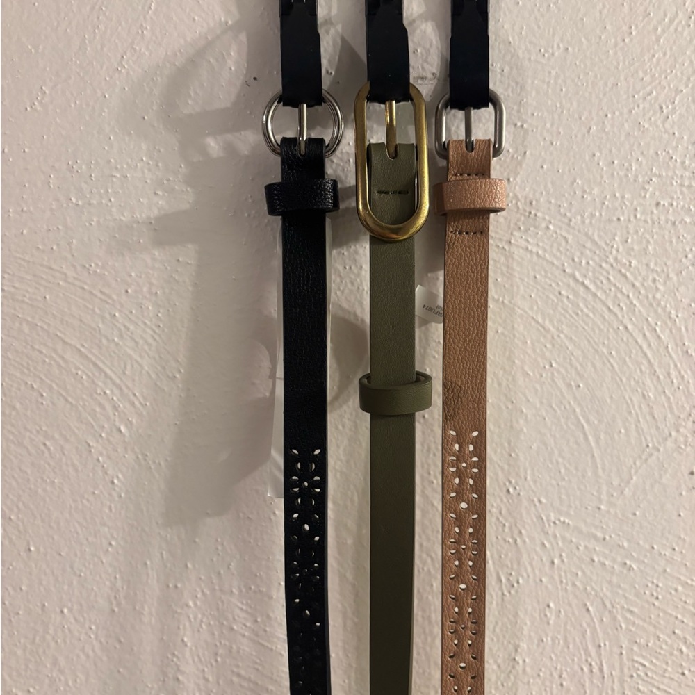 No Boundaries Black, Olive, and Tan Belts Set